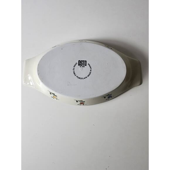 Vintage ASTA Japan Aszi Oval Serving Platter Blue Yellow Floral 10" - Picture 4 of 6